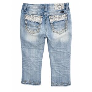 Miss Me Women's 31 Mid Rise Capri Jeans Lace Embroidered Distressed Y2K